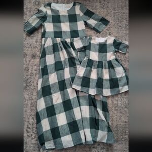 Roolee Green and White Plaid Dress Set